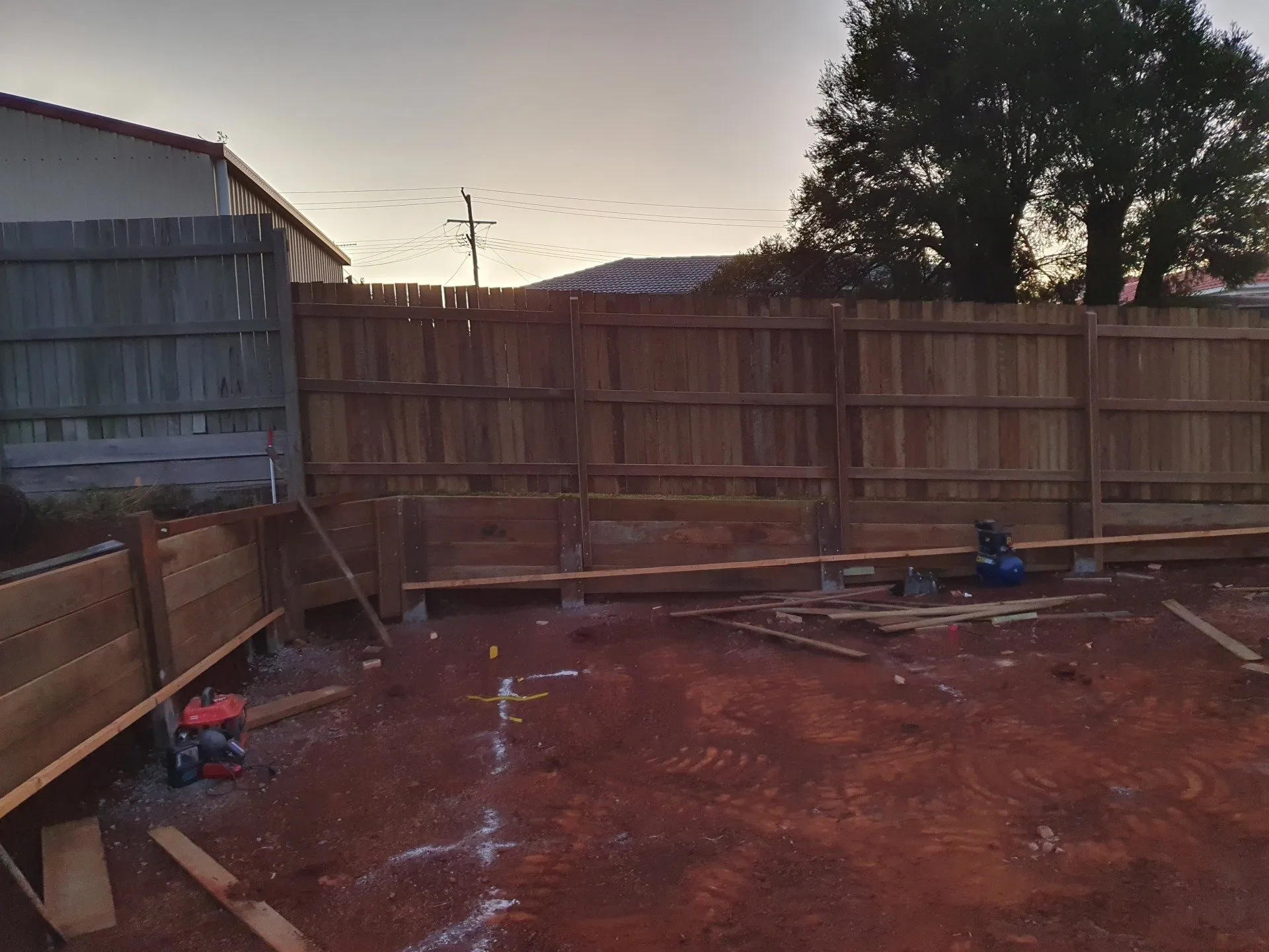 Timber retaining wall constructed by RAH
